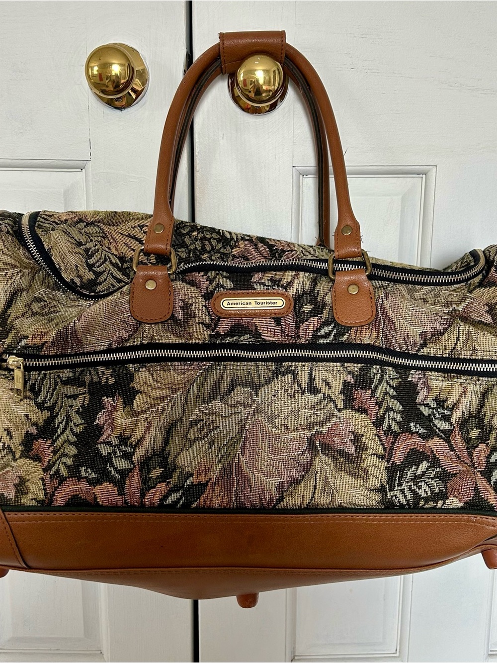 American Tourister Floral Tapestry Travel Weekender in Brown and Tan